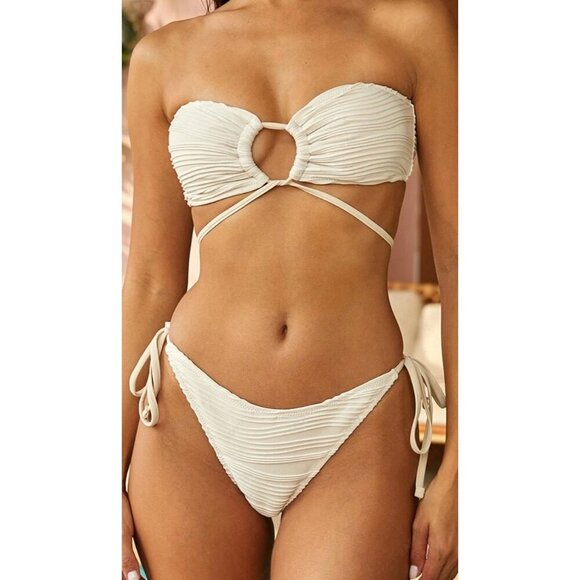 ZAFUL Multiway Textured Drawstring Tie Side Bandeau Bikini - Size XL, NWOT - Picture 1 of 5